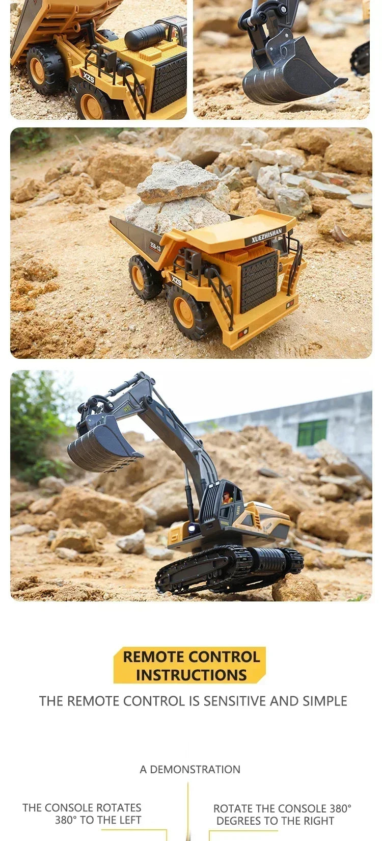 Intelligent remote control excavator dump truck 2.4Gremote control engineering truck crawler truck bulldozer children's gift toy