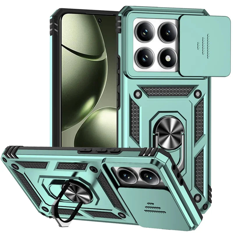 For Xiaomi 14T 13T Pro Case Ring Stand Car Magnetic Holder Phone Cover for Redmi 14C Case Shockproof Lens Protection Funda
