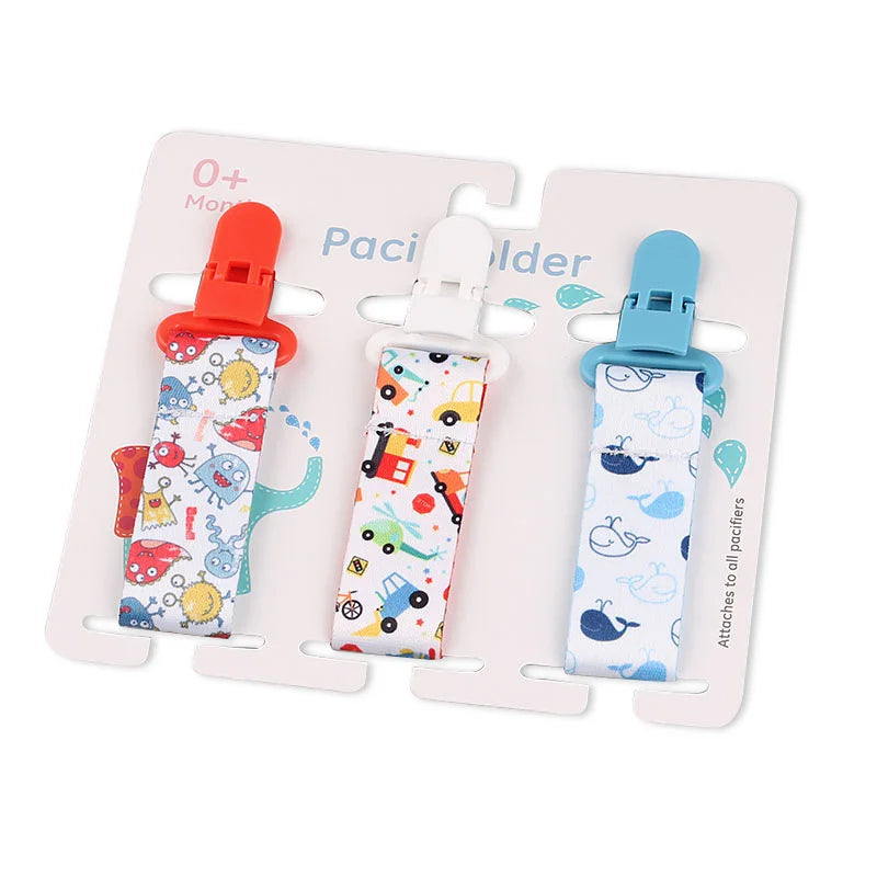 3Pcs/Set Baby Pacifier Clip Pacifier Chain Dummy Clip Nipple Holder for Baby Cartoon Print Child Pacifier Clips Soother Holder