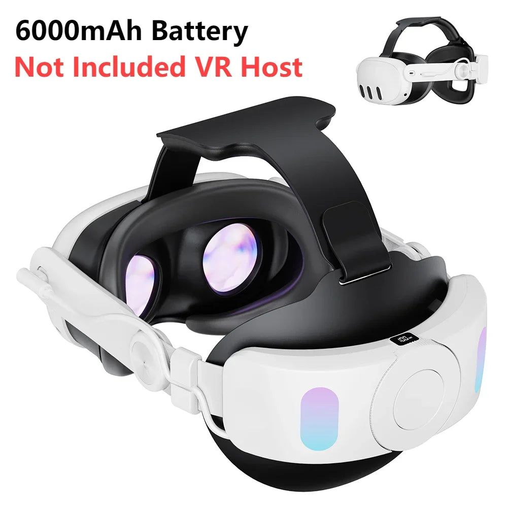 Head Strap For Meta Quest 3 Comfort Sponge VR Headwear Charging Headset with Built-in 8000/6000mAh Batteries For VR Accessories
