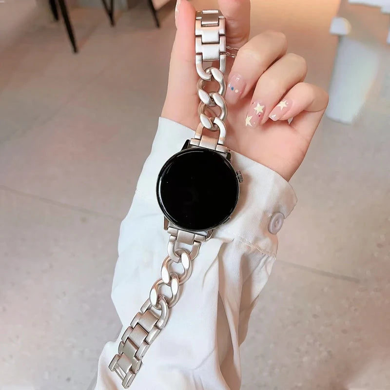 20mm Metal Chain Bracelet For Samsung Galaxy Watch 4 5 6 3 40mm 44mm Classic 42mm 46mm 43/47mm For Huawei GT3 GT4 Amazfit GTS