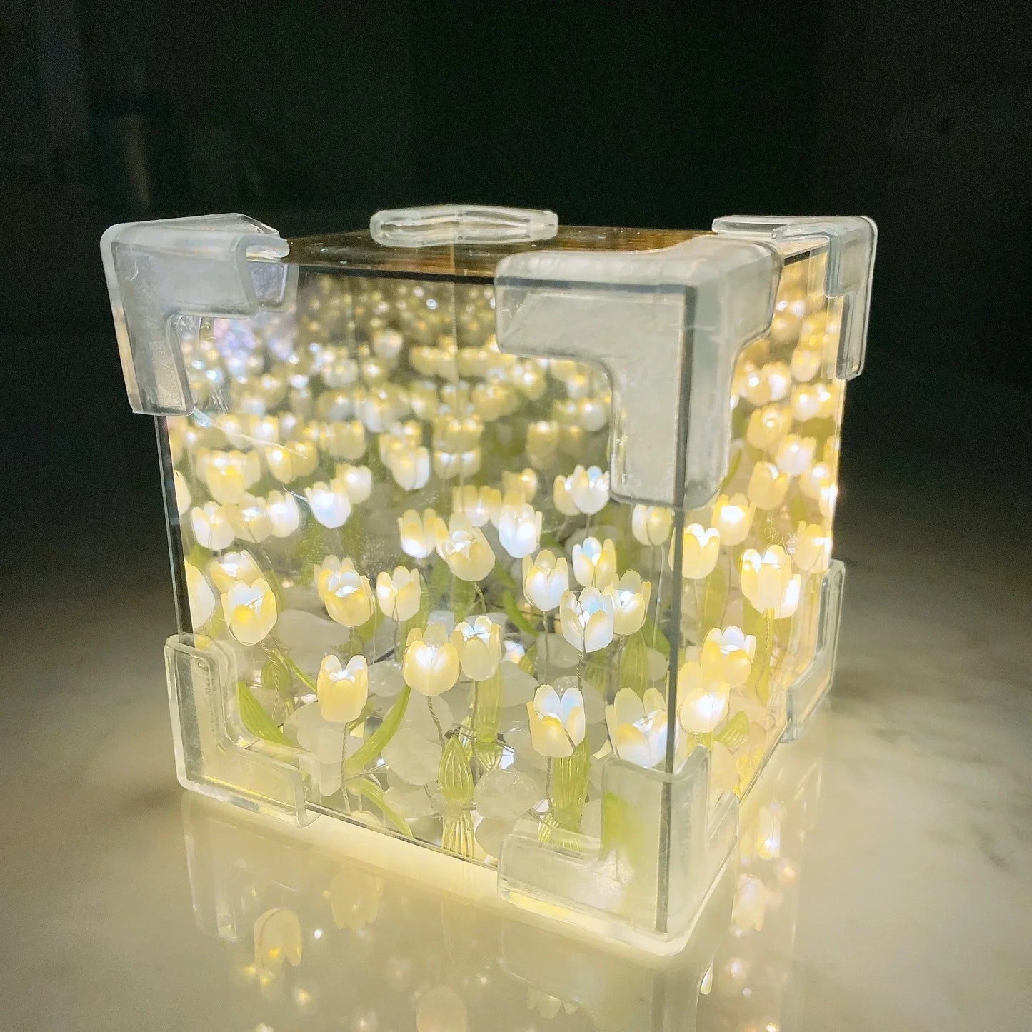 2024 Creative Diy Tulip Flower Sea Cube Three-Dimensional Small Night Lamp Material Package for Girlfriend Couple Girlfriends