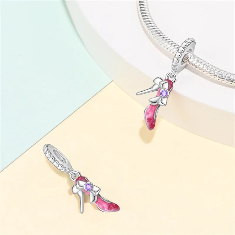 925 Sterling Silver Princess Powder Series Exquisite Daily Bow Sweet Charms Beads Fit Pan Original Bracelets DIY Jewelry