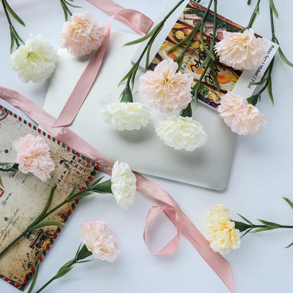 41.5cm 1/6/10pcs Artificial Carnation Flower Bouquet Silk Flowers Fake Plant For Mother's Day Home Party Decoration