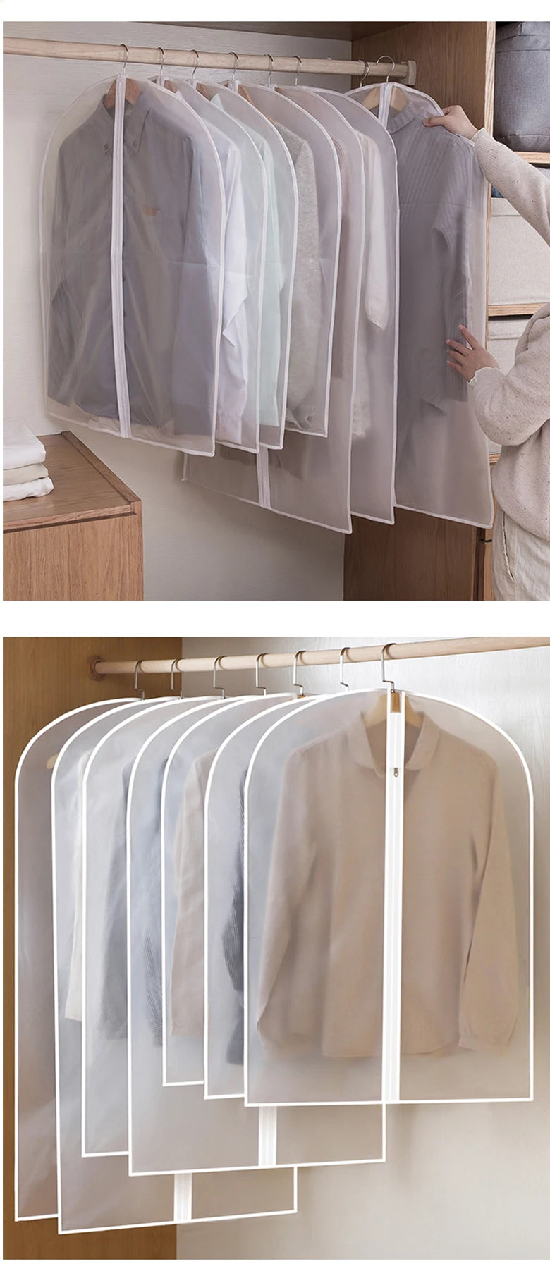 Dust proof Garment Protector Cover Bag Fully Enclosed Clothes Cover with Zipper Clothes Bags Hanging Durable Clothes Storage Bag