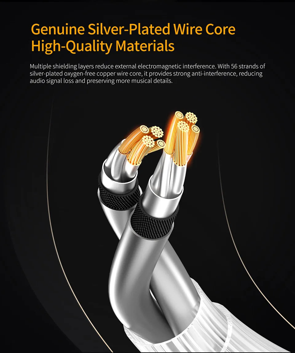 KZ Original Headphone Cable Type C Silver-Plated Upgrade Cable Replacement 2pin Earphone Wire For EDX Pro/ZS10 Pro/ZSN PRO