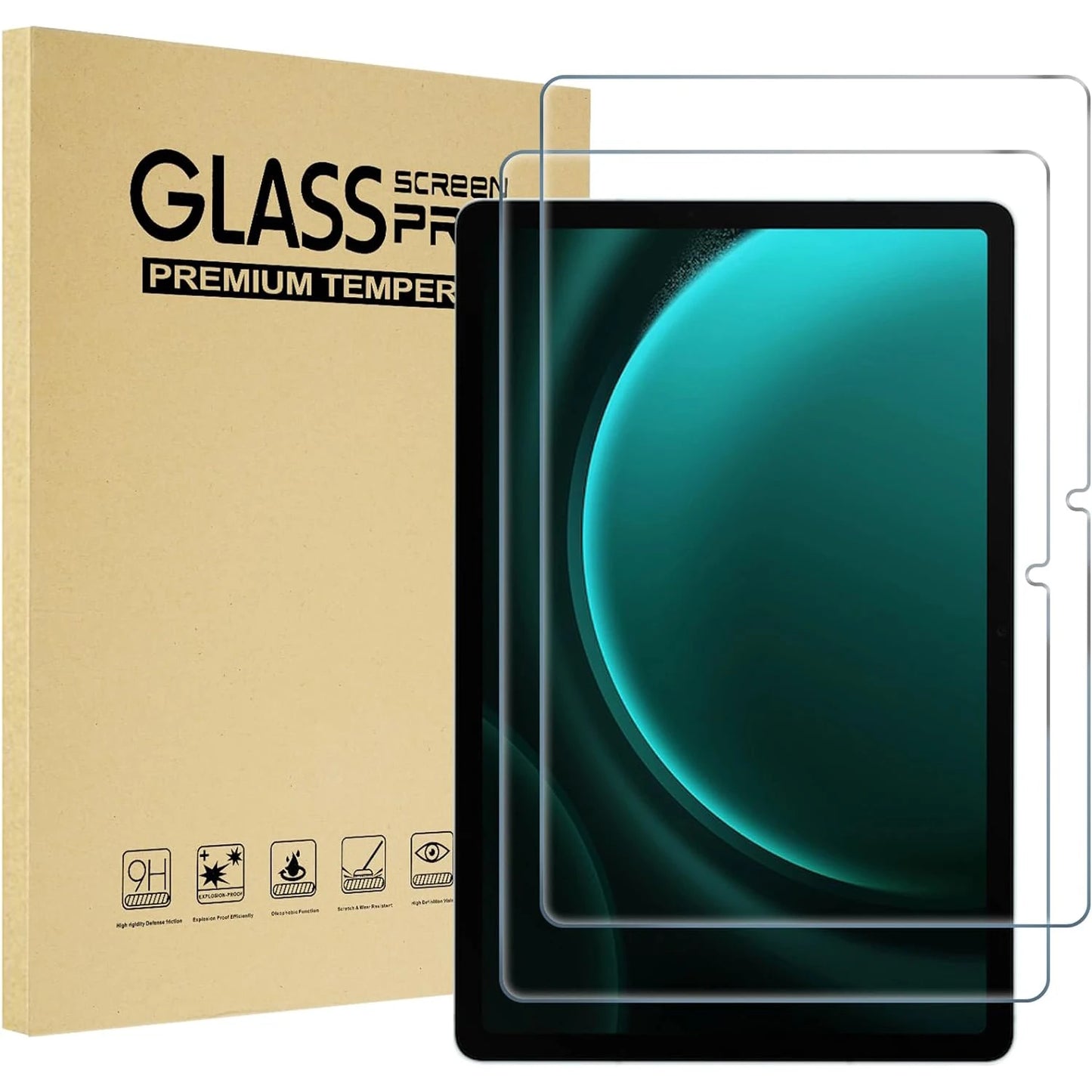 2pcs 9H Tempered Glass Screen Protector For Samsung Galaxy Tab S7 S8 S9 FE Plus 12.4'' 11.0 S5E A7 S6 Lite Tab A 10.1 A8 A9 Plus