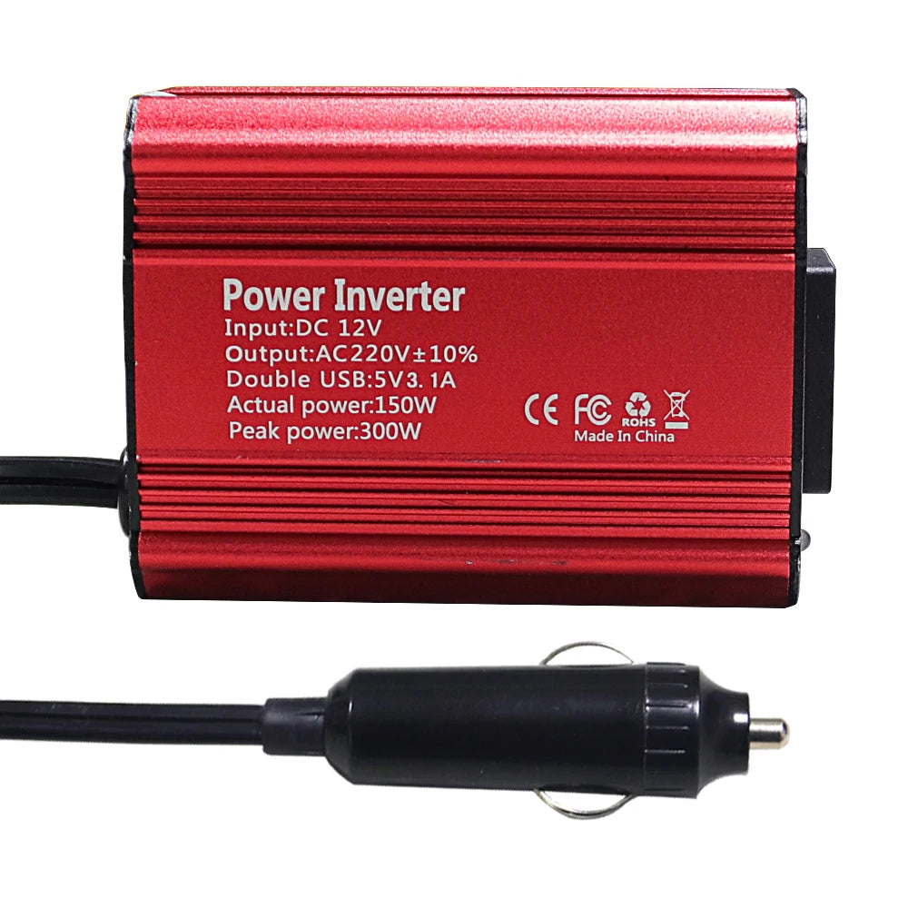 DC 12V to 220V AC Car Inverter  300W DC to AC Power Converter  Automatic Transformer With EU Socket Dual USB  Car Adapter Dropsh