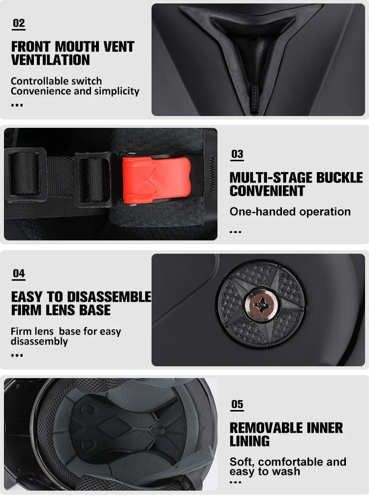 DOT Certification Uchoose Motorcycle Helmet Double Lens Cross Section Helmet Safety Modular Flip Helm Unisex Helmet With Visor
