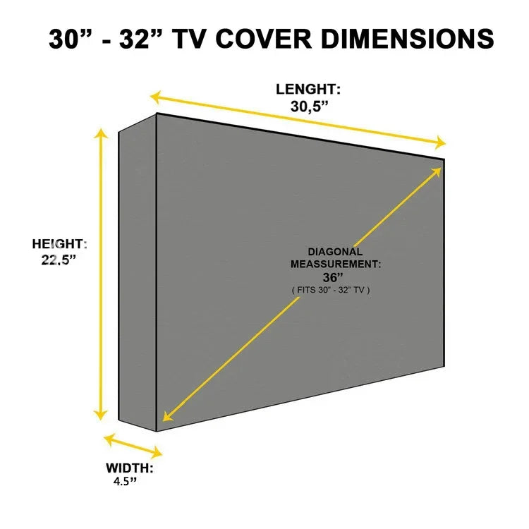 Outdoor TV Screen Dust Cover Black LCD Television Set Water Dust Resistant Protect Bag 24" 38" 42" 48" 52" 65inch