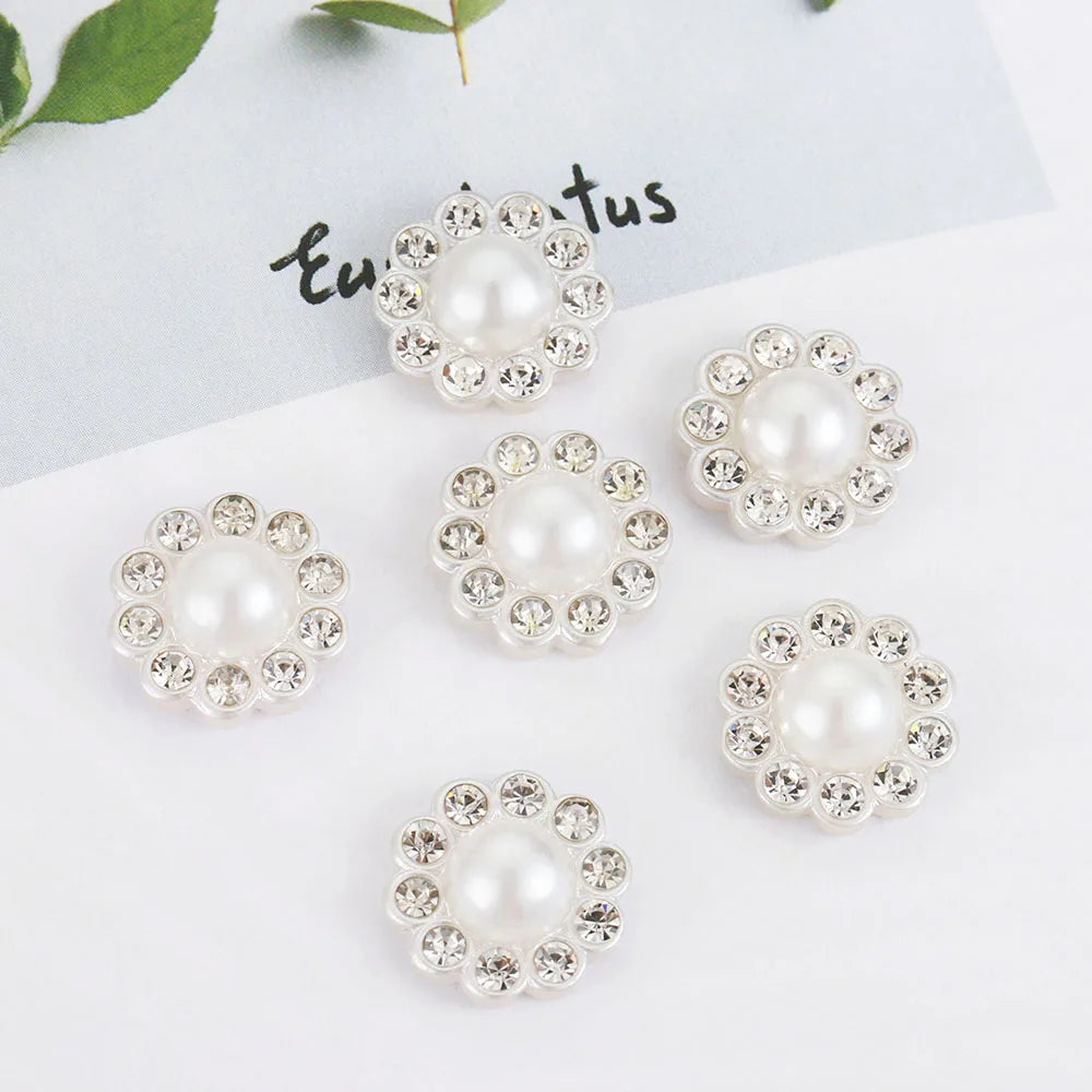 50pcs Rhinestone Flatback Cabochon Base White Imitation Pearl Beads Bowknots Hair DIY Accessories