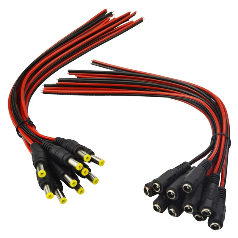5Pcs 10Pcs 5.5x2.1mm Male Female Plug 12V DC Power Pigtail Cable Jack for CCTV Camera Connector Tail Extension 24V DC Wire