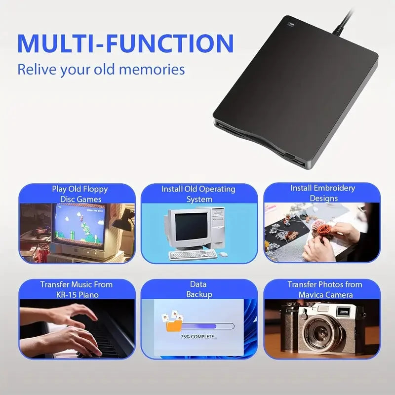 Floppy Disk Drive,Portable USB Type-C 3.5 inch Floppy Disk External Drive, 1.44MB FDD Disk Drive, Compatible with Laptop Desktop