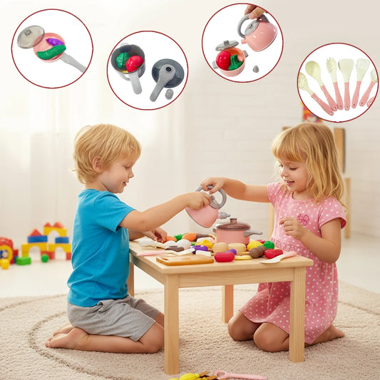 Kids Kitchen Toys Set 92/69/59 PCS Play Food with Pots Pans & Utensils Small Pretend Cooking Toys for Toddlers Girls Boys Gift