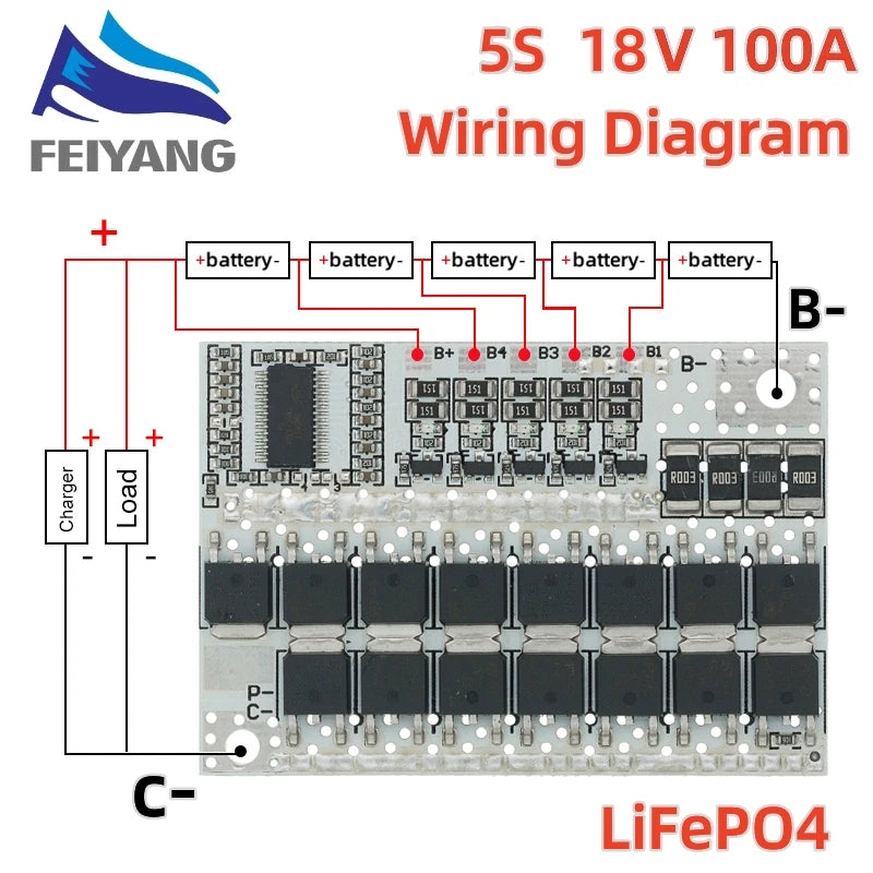 5S 4S 3S BMS 100A 21V 18V 16.8V 12V 18650 Li-ion LMO Ternary Lithium Battery Protection Circuit Board Balance Charging