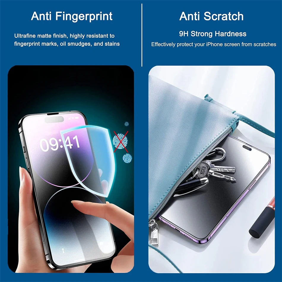 NNBILI 4Pcs Matte Ceramic Privacy Screen Protector Anti-Spy for iPhone 16 15 Pro Max 14 13 12 11 X XR XS Max Light Anti-Scratch