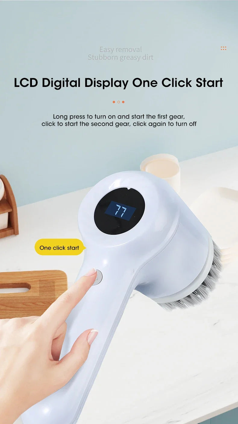 Electric Spin Scrubber, Bathroom Cordless Cleaning Brush Power Scrubber with 5 Replaceable Brush Heads, Electric Cleaning Brush