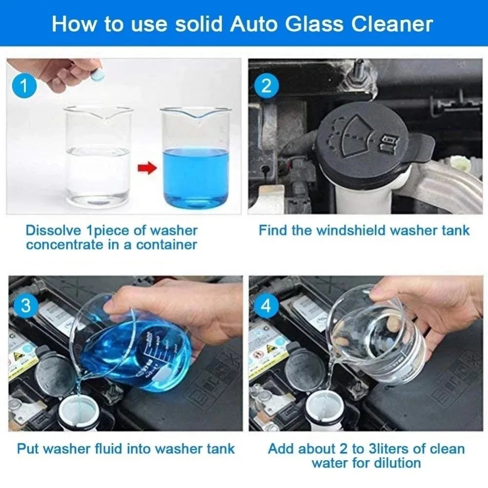Car Windshield Glass Concentrated Washer Tablets Car Effervescent Washer Fluid Wiper Glass Solid Cleaning Tablets for Car Window