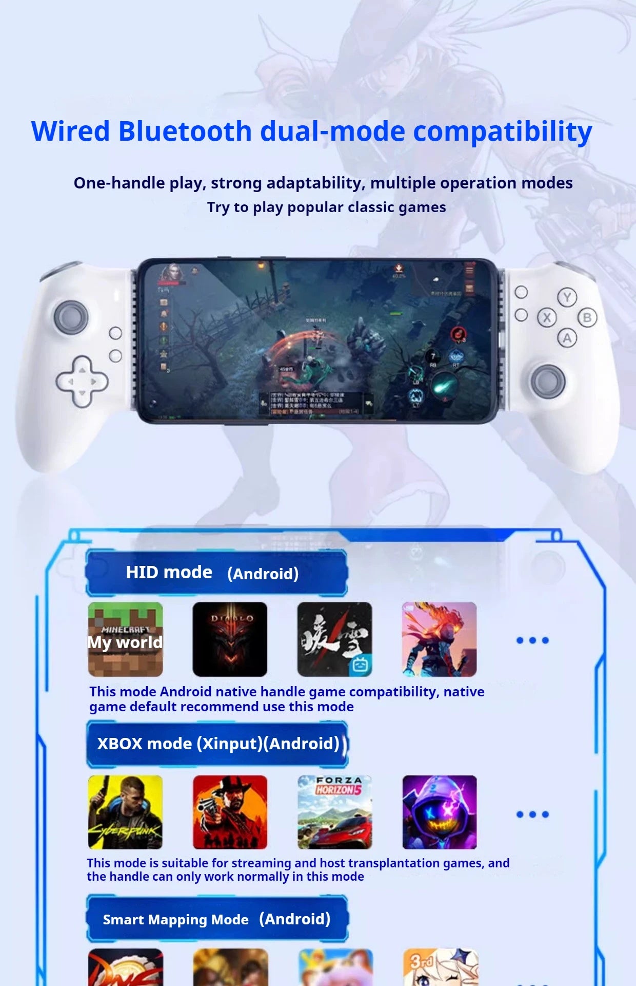 Memo S3 Gamepad Type-C Mobile Phone Controller Hall Effect Stretching Handle Stick Joystick Android Ps Cloud Game Customized