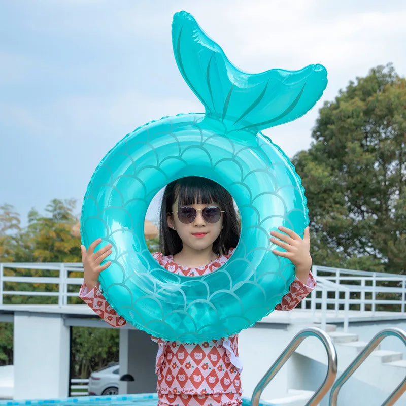 Rooxin Inflatable Swimming Ring Mermaid With Backrest Pool Floaters for Adult Teens Water Play Tube Swimming Mattress Pool Toys