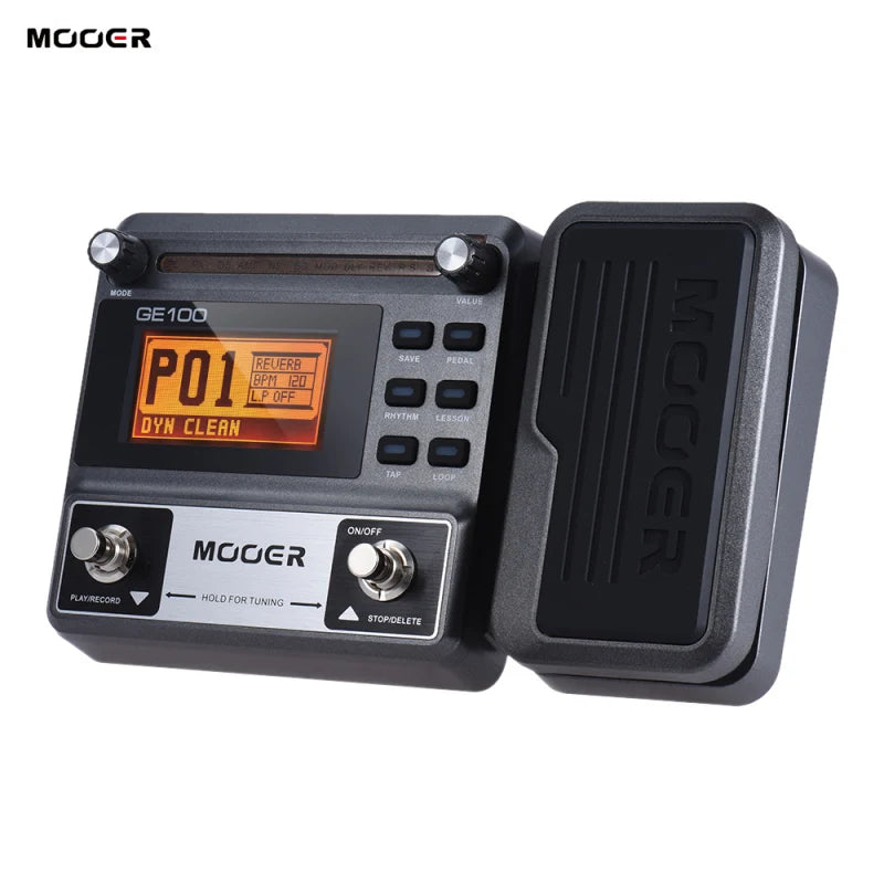 MOOER GE100 Guitar Multi-effects Processor Effect Pedal with Loop Record Tuning Tap Tempo Rhythm Scale & Chord Lesson Function