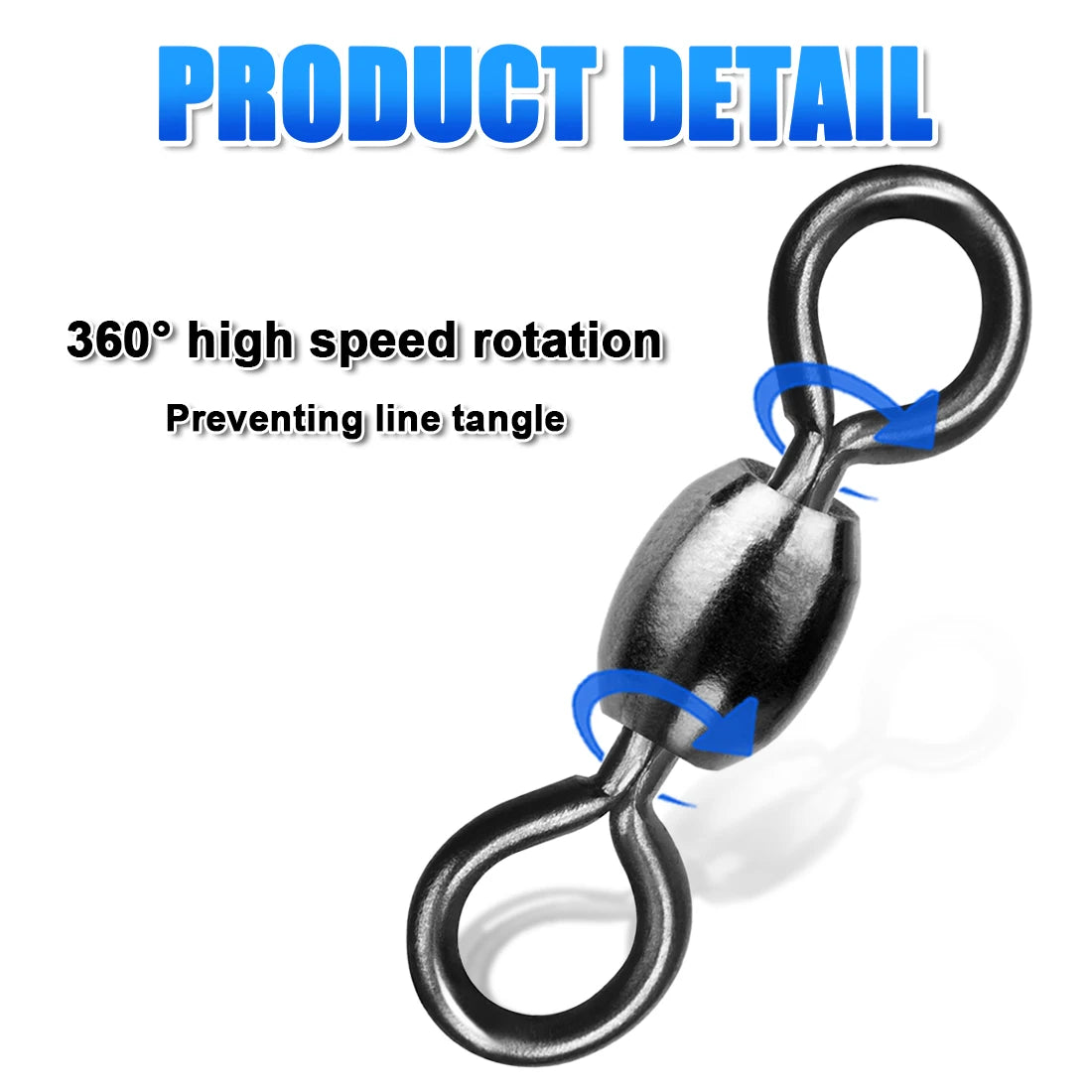 FishTrip 50Pcs Crane Swivels Rolling Swivels Stainless Steel Fishing Swivels Heavy Saltwater Fishing Tackles Black Nickel