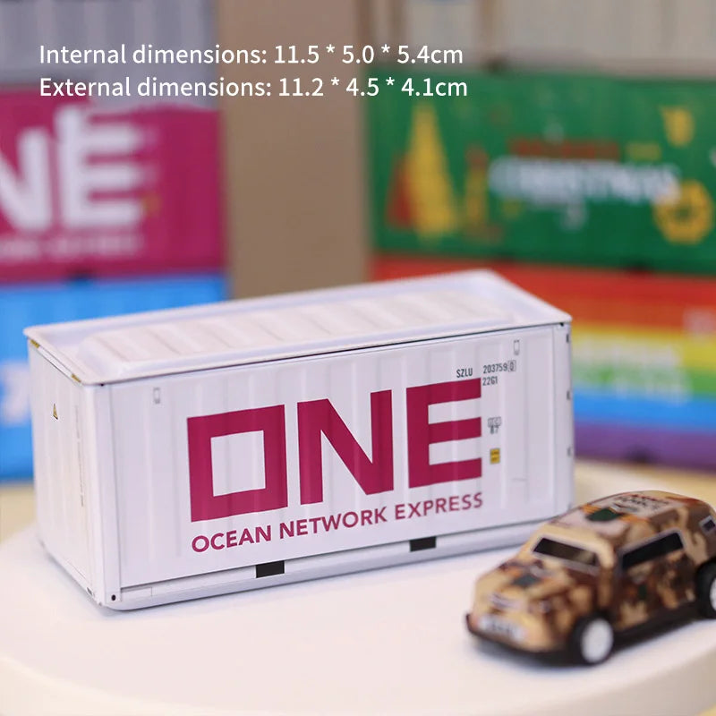 Mini Simulation Shipping Container Model Metal Storage Box Creative Desktop Organizer Ornaments Iron Box Home Office Decoration