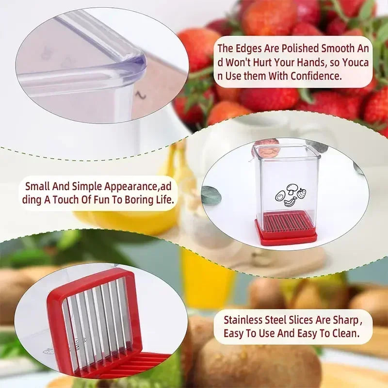 Strawberry Slicer - Fruit Slicer with Container - Pro Soft Food Chopper - Detachable Fruit Cutter Chopp gadget