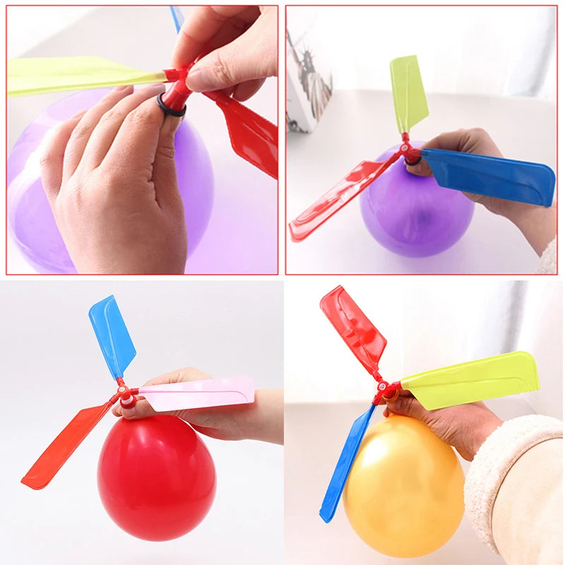 6PCS Air Balloon Helicopter Toy Funny Balloon Ortable Outdoor Helicopter Flying Kids Birthday Party Children's Day Game