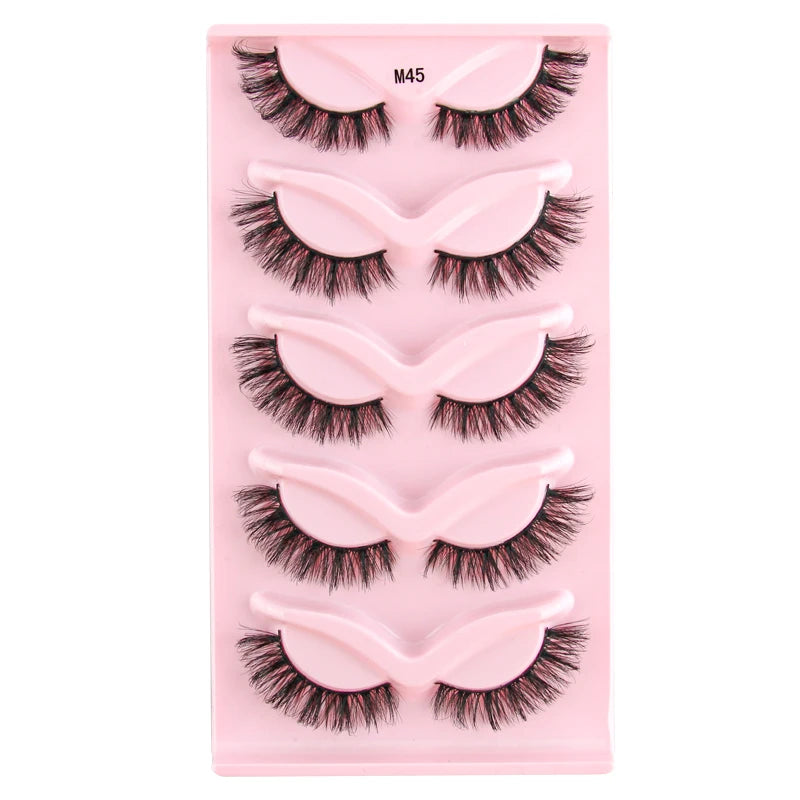 3/5 Pairs Cat Eye False Lashes Natural Short Fluffy Eyelashes Wispy Half False Eyelashes Eye End Extension Faux Mink Makeup