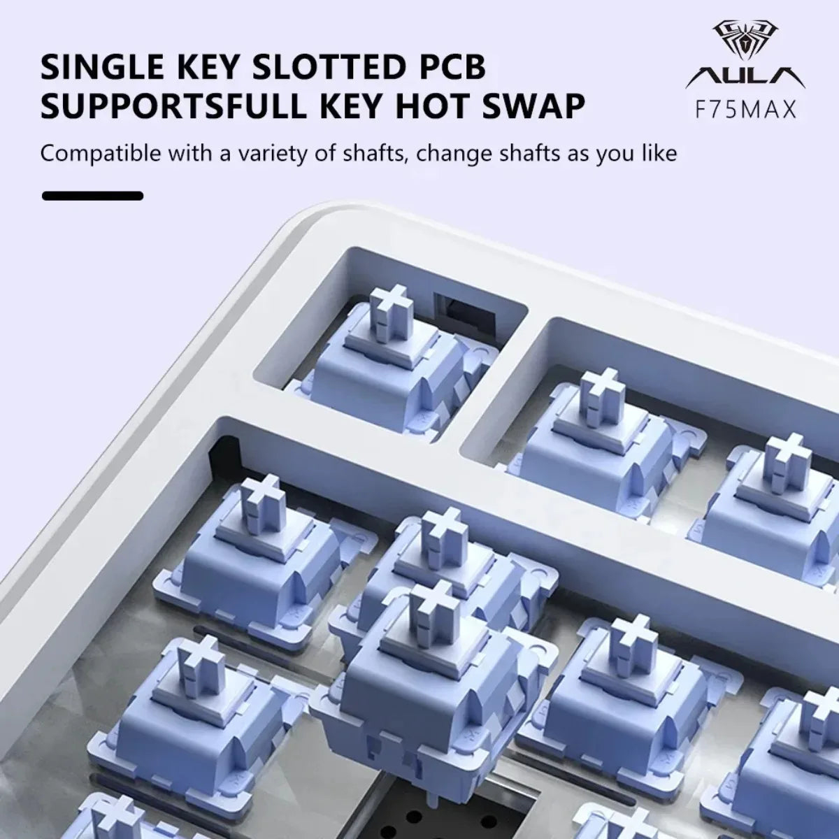 AULA F75 MAX Gaming Keyboard Three-mode connection 75% Layout Gasket Structure Hot-Swap RGB E-sports Keyboard Game Accessories