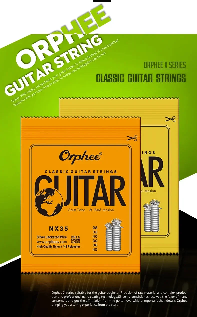 10/50 Set Orphee Classical Guitar Strings Silver Plated Wire Nylon Strings NX Series 6pcs/Set Beginners for Classic Guitar Part