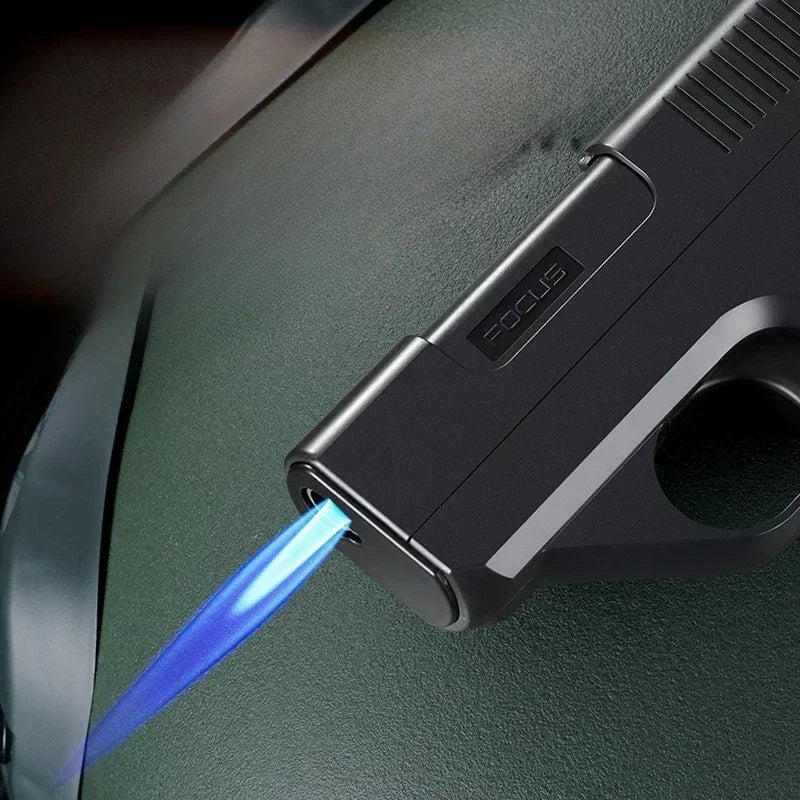 2025 New Clip Gun Butane Gas Lighter Three Capacity Cigarette Holder Windproof Blue Flame Lighter Men's Gift Smoke Accessories