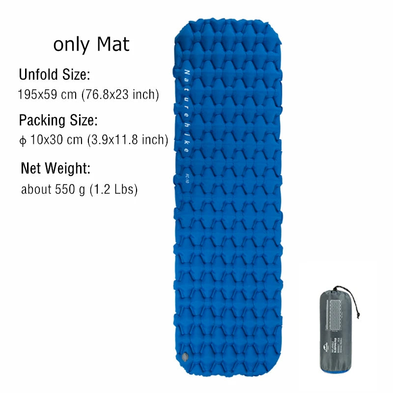 Naturehike Camping Air Mattress Ultralight Waterproof Nylon Inflatable Cushion Outdoor Portable Sleeping Bed Hiking Picnic Mats
