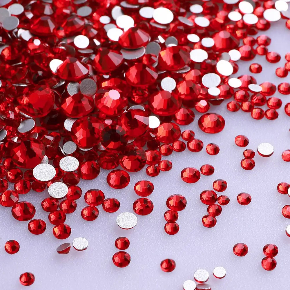 QIIY 1440Pcs Mix Size SS3-SS20 Clear Crystal FlatBack Rhinestones Non-Hotfix Glass Decorations DIY Glitter Stones 3D Nail Art