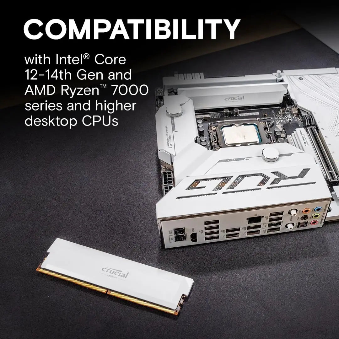 Crucial Pro DDR5 RAM 32GB Kit (2x16GB) 6000MHz, 6400MHz, Overclocking Desktop Gaming Memory, Intel XMP 3.0 & AMD Expo Compatible