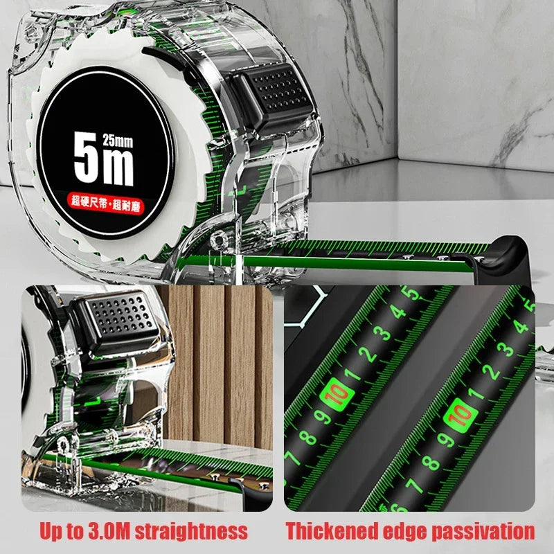 5M/7.5M/10M Black Fluorescent Tape Measure High Precision Thickened Tape Measure Wear-resistant and Drop-proof Tape Measure