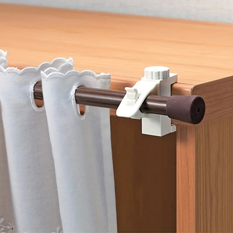 2pcs/set Space-Saving Curtain Rod Brackets - Easy Install, Durable Metal Wall Hooks for Home Decor