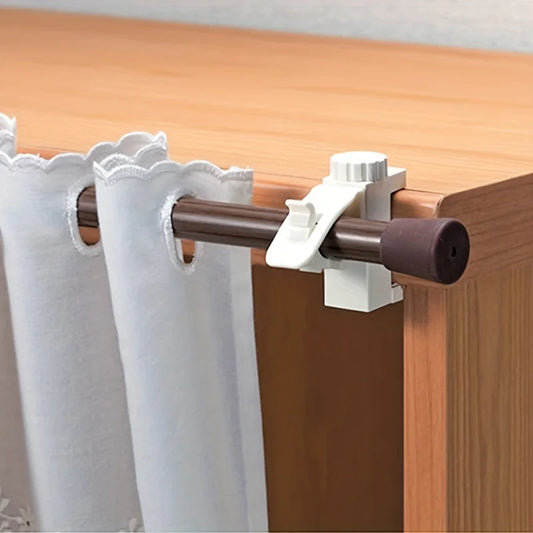 2pcs/set Space-Saving Curtain Rod Brackets - Easy Install, Durable Metal Wall Hooks for Home Decor