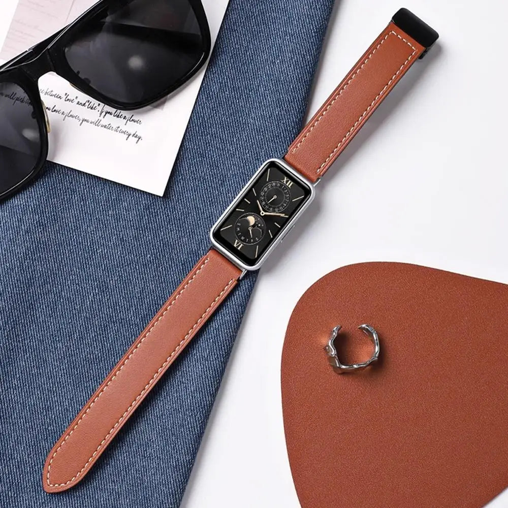 Magnetic Leather Strap for Huawei Band 10 9 8 NFC Soft Sport Replacement Breathable Correa Band10 Bracelet Wristband Accessories