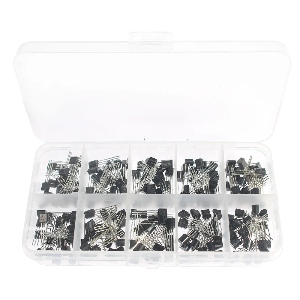 50-900PCS Transistors kit NPN PNP S8050 S8550 S9012 2N3904 2N3906 C1815 A1015 MJE13001 BC327 BC337 BC517 BC547 BC548 BC549 BC558
