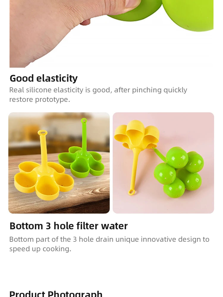 5 Hole Silicone Egg Cooker High Temperature Resistant Steamed Egg Tray Food Grade Complementary Food Tools