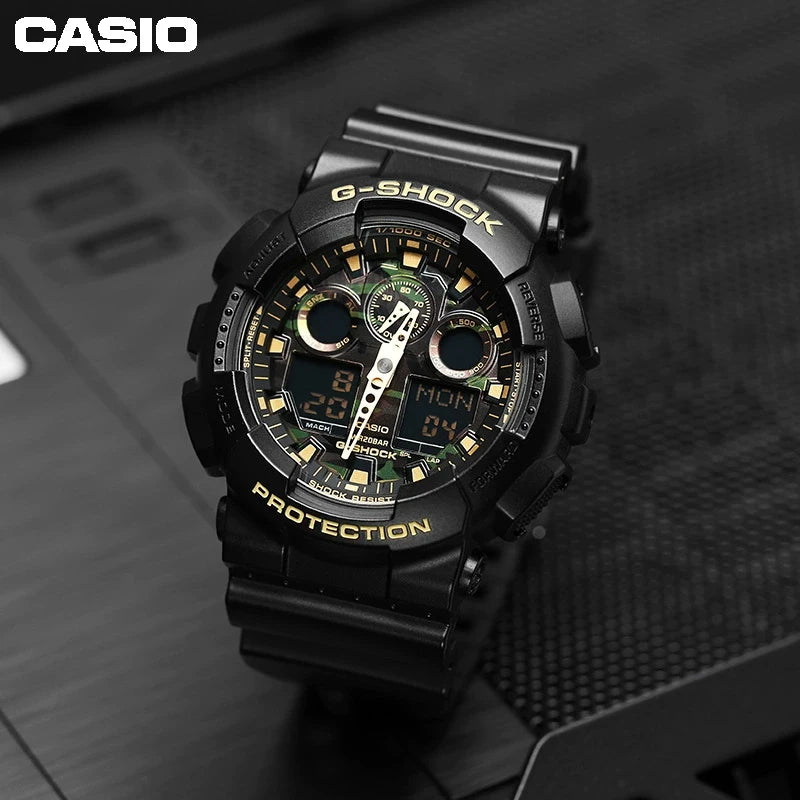 CASIO GA-100CF G-SHOCK Camouflage Series Cool Back Multi-Functional Men's Sports Watch Waterproof Digital Watch Countdown Alarm