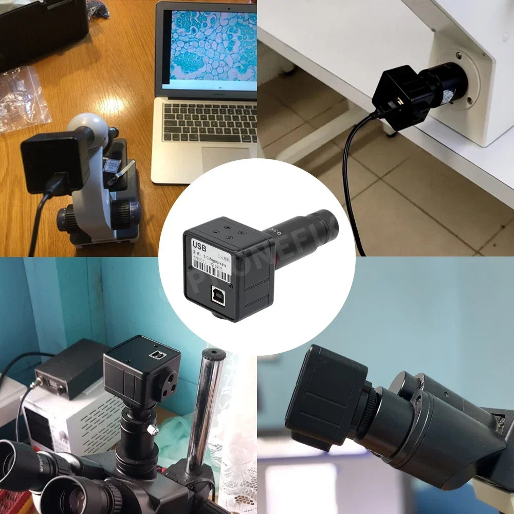 5MP USB Microscope Video industrial Digital Camera 0.5X Eyepiece C-Mount 23.2mm Adapter with 30/30.5mm Ring for Image Capture