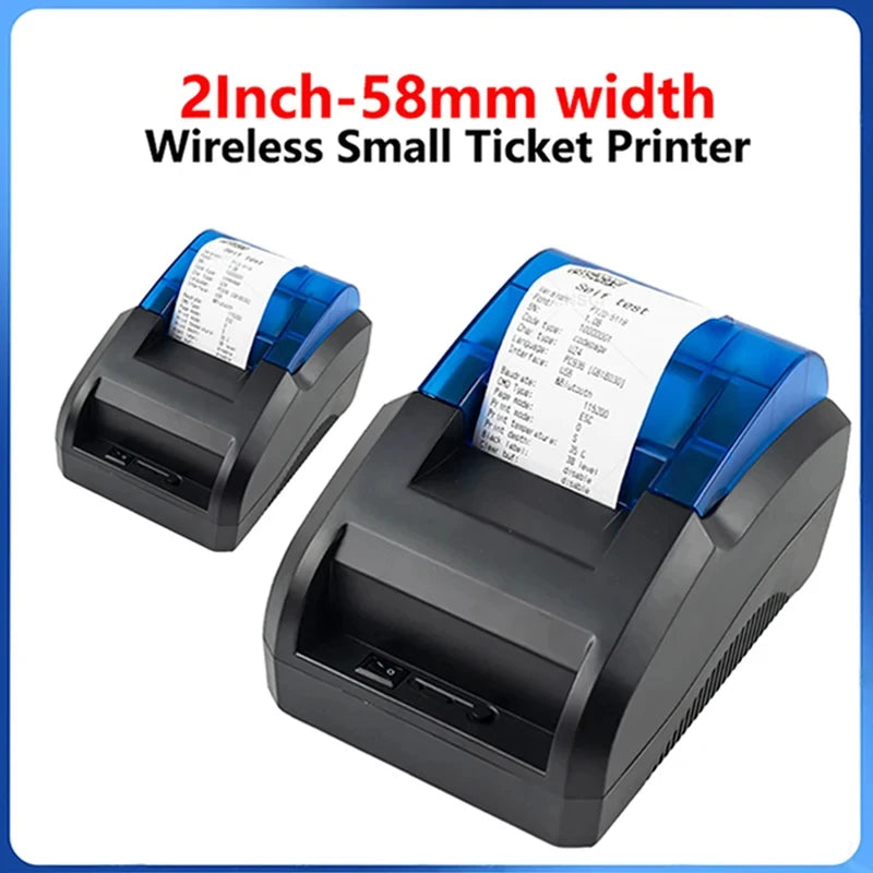 58mm Desktop Portable Bluetooth Wireless Thermal Printer Receipt Bill POS Compatible with Windows/Mac/Android/iOS Systems