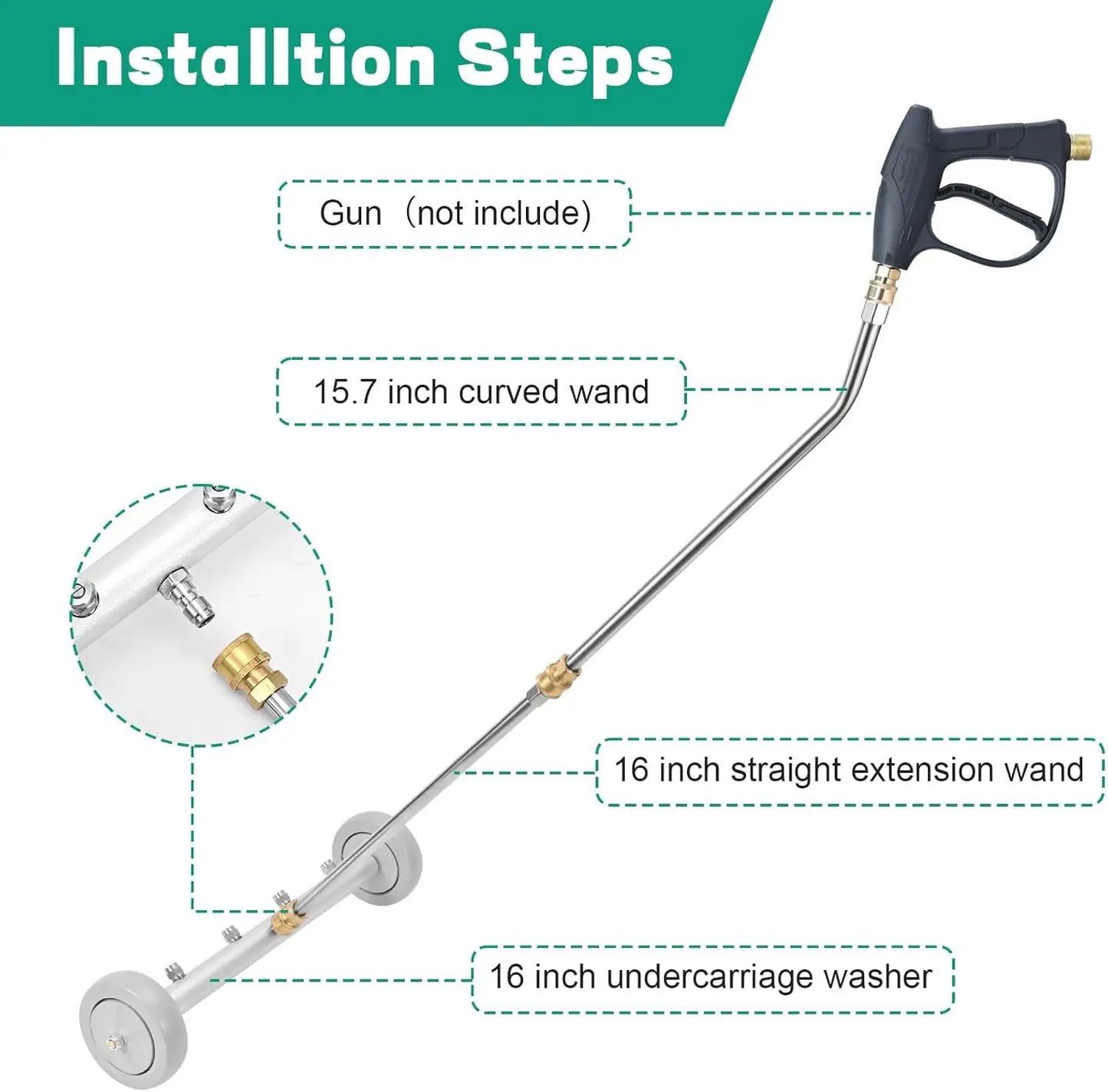 Pressure Washer Undercarriage Cleaner, Under Car Washer, Undercarriage Sprayer, Universal 1/4" Connector, 4000 PSI