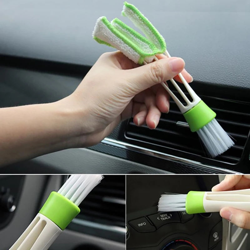 2PCS Car Air Vent Brush Double head Brushes Conditioner Vent Brush Microfibre Car Grille Dashboard Interior Car Cleaning Tools