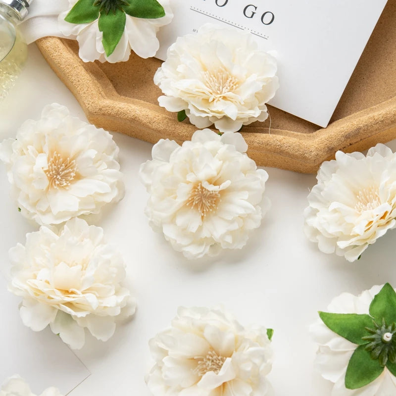 5/10pcs Artificial Flower Silk Peony Scrapbook Diy Home Vase Christmas Wreath Wedding Wall Decoration Garden Arch Accessories