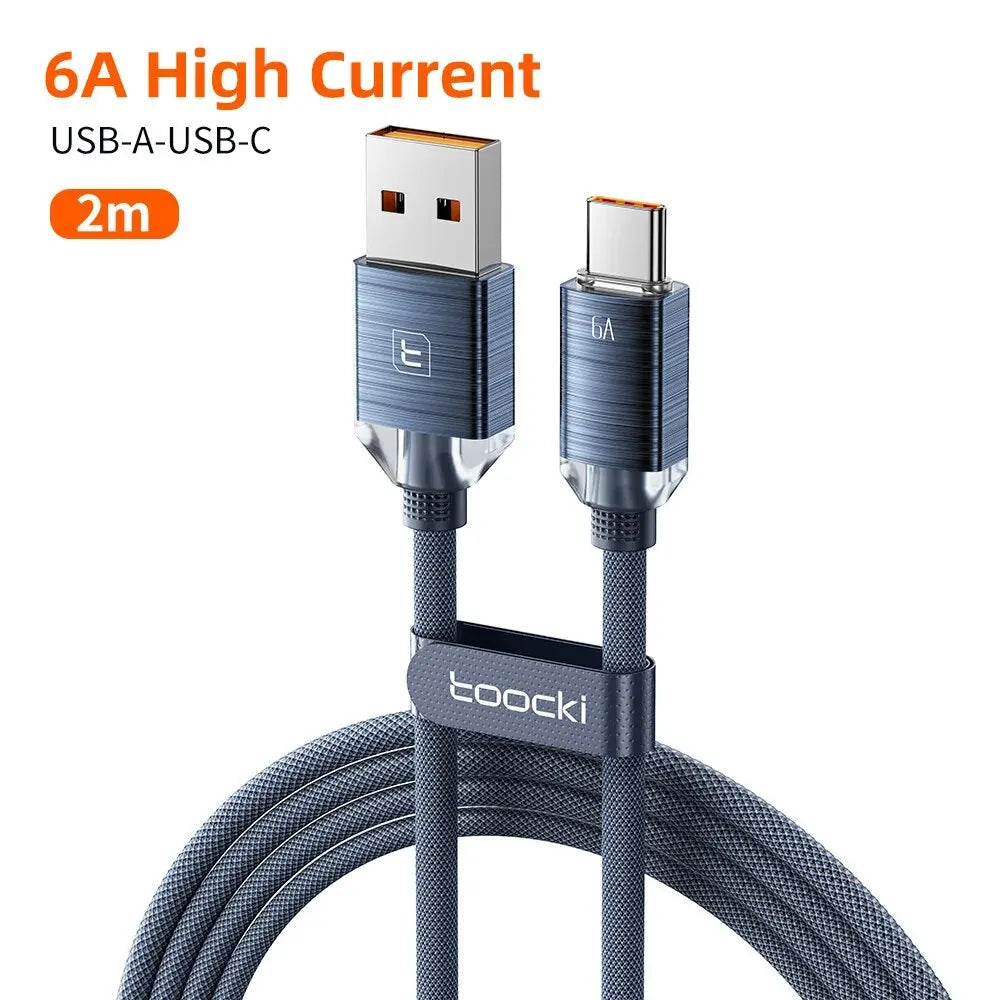 Toocki 6A USB Type C Cable for Huawei Xiaomi Samsung Oneplus POCO SuperCharge 66W/100W Fast Charging Type C Cable Data Wire