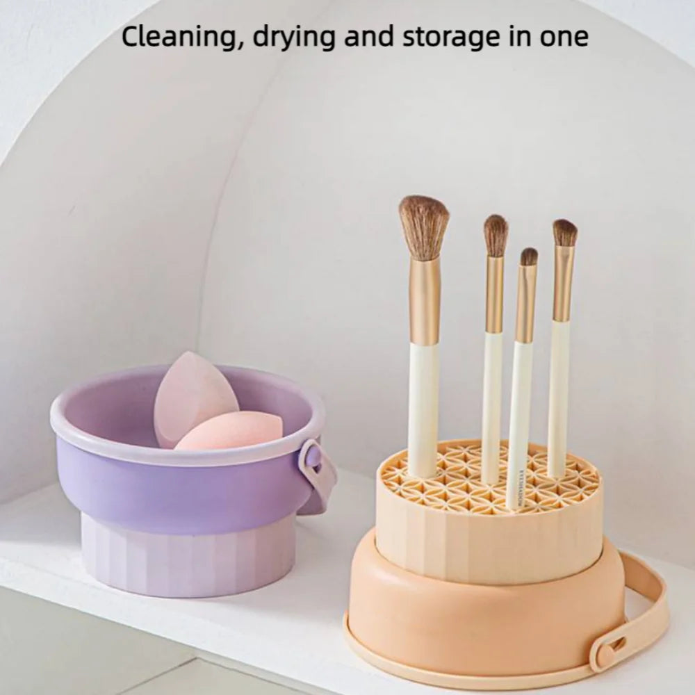 Makeup Brush Cleaner Cleaning And Drying Storage Tray 3-in-1 Silicone Beauty Tool Cleaning Bowl Practical Cleaning Tool